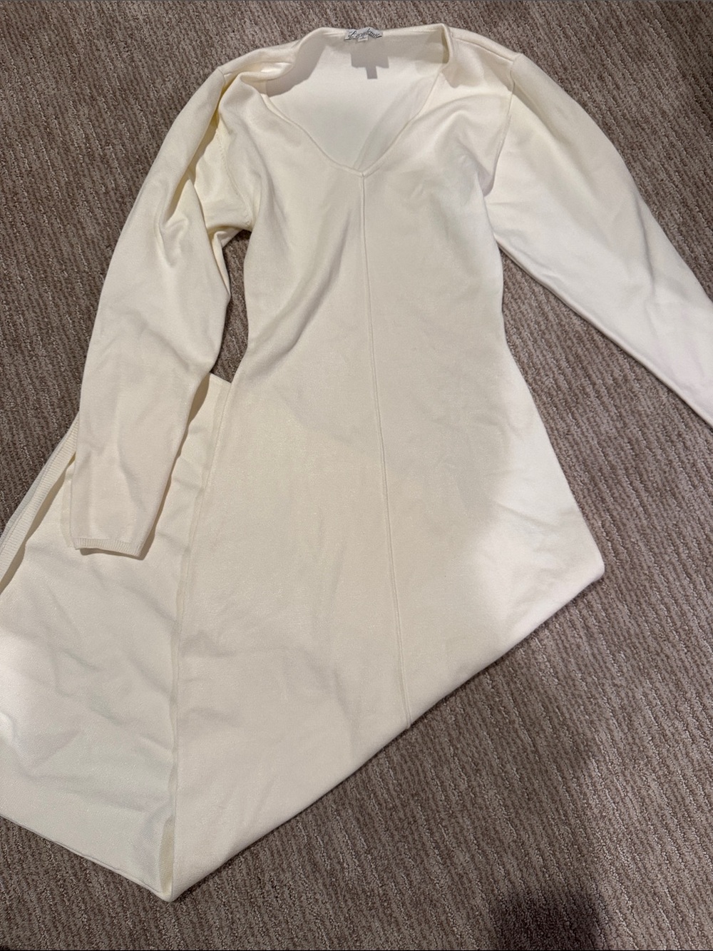 L'Academie Cream V-Neck  Dress